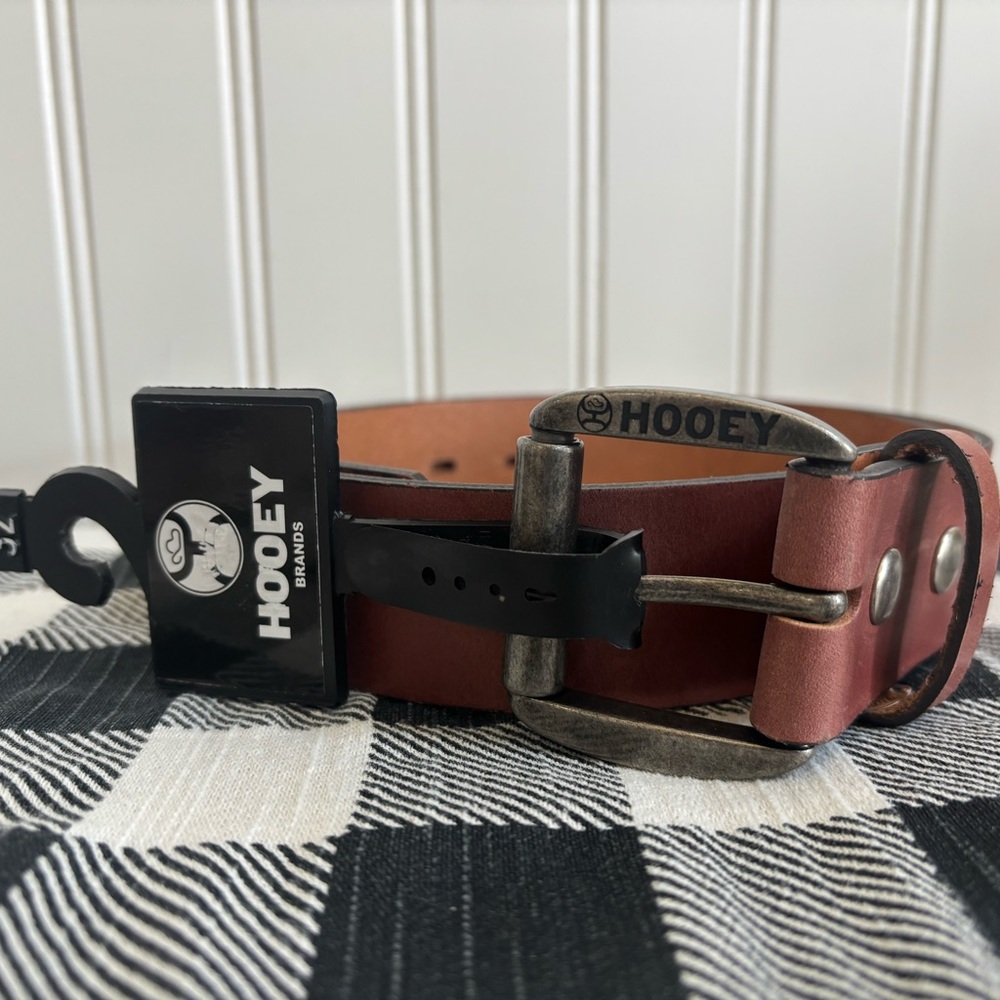 Hooey Men's Brown Leather Belt with Pewter Buckle